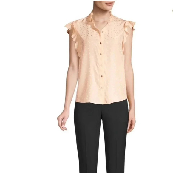 Rebecca Taylor Silk Jacquard Heart Ruffle Blouse - Picture 1 of 5